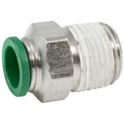 Male Connector, 1/4" Tube OD, 3/8" MPT, Nickel-Plated Brass